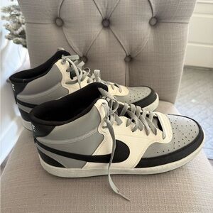 Men's Black and Gray High-Top Nike Sneakers - Size 12